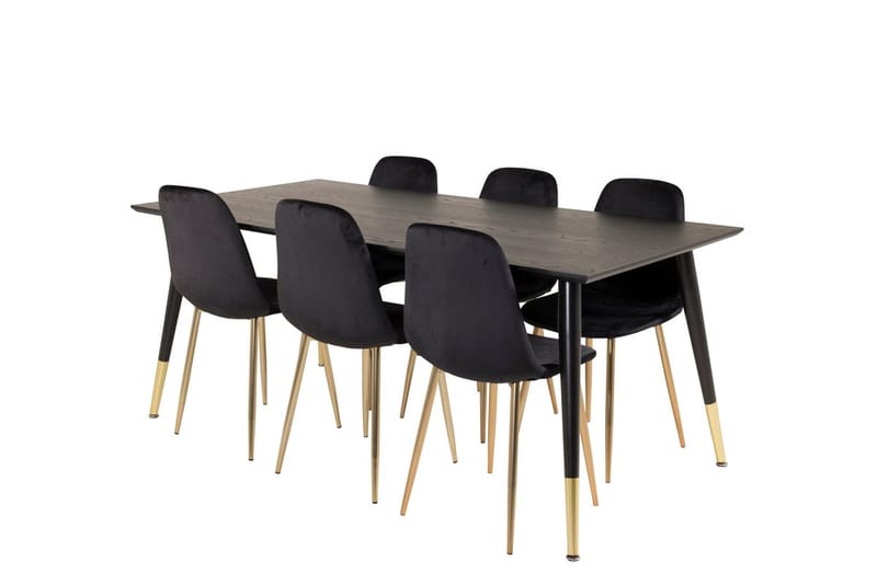Dipp Matbord 180 cm med 6 Polar Köksstol Sammet - Möbler - Bord & matgrupper - Matgrupper