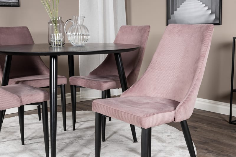 Dipp Matgrupp 115 cm Rund med 4 Leone stolar - Svart - Möbler - Bord & matgrupper - Matgrupper