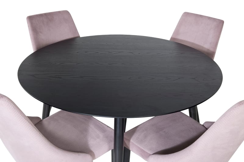 Dipp Matgrupp 115 cm Rund med 4 Leone stolar - Svart - Möbler - Bord & matgrupper - Matgrupper