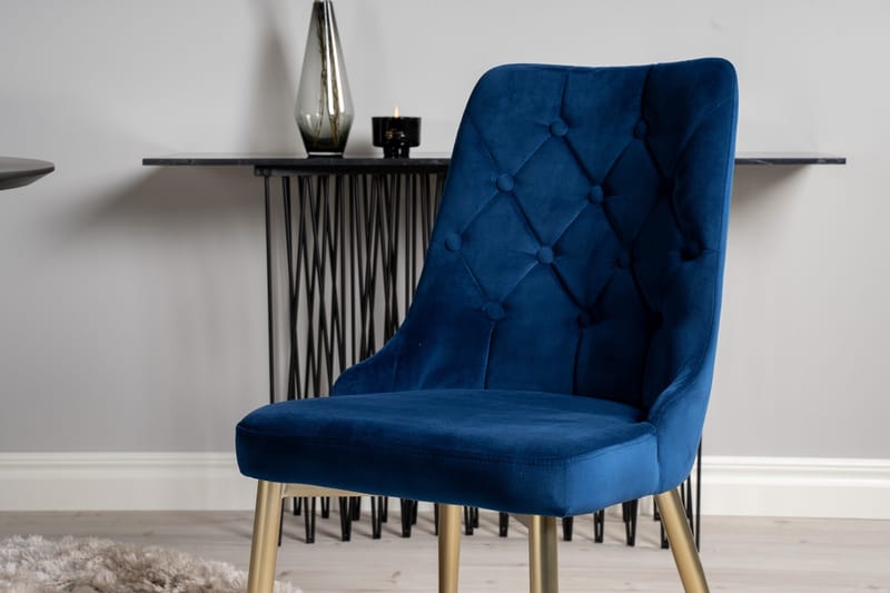 Dipp Matgrupp 115 cm Rund med 4 Velvet stolar - Svart - Möbler - Bord & matgrupper - Matgrupper