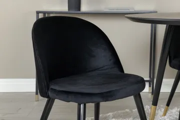 Dipp Matgrupp 115 cm Rund med 4 Velvet stolar - Svart/Guld - Möbler - Bord & matgrupper - Matgrupper