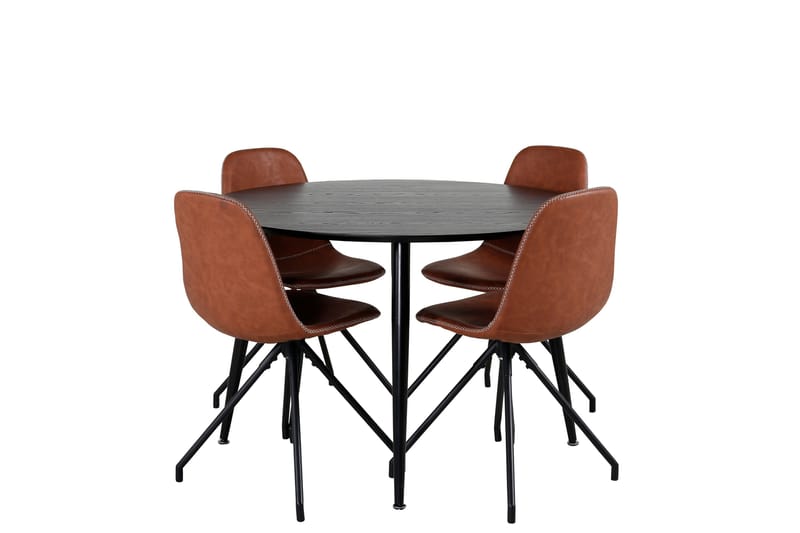 Dipp Matgrupp 115 cm Rund med 4 Polar stolar, Svart