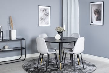 Dipp Matgrupp 115 cm Rund med 4 Polar stolar - Svart/Guld - Möbler - Bord & matgrupper - Matgrupper