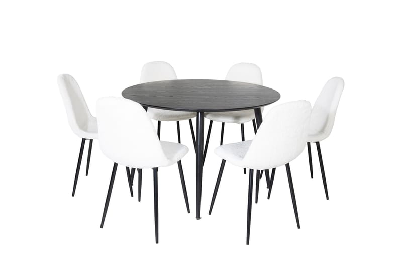 Dipp Matgrupp 115 cm Rund med 6 Polar stolar, Svart