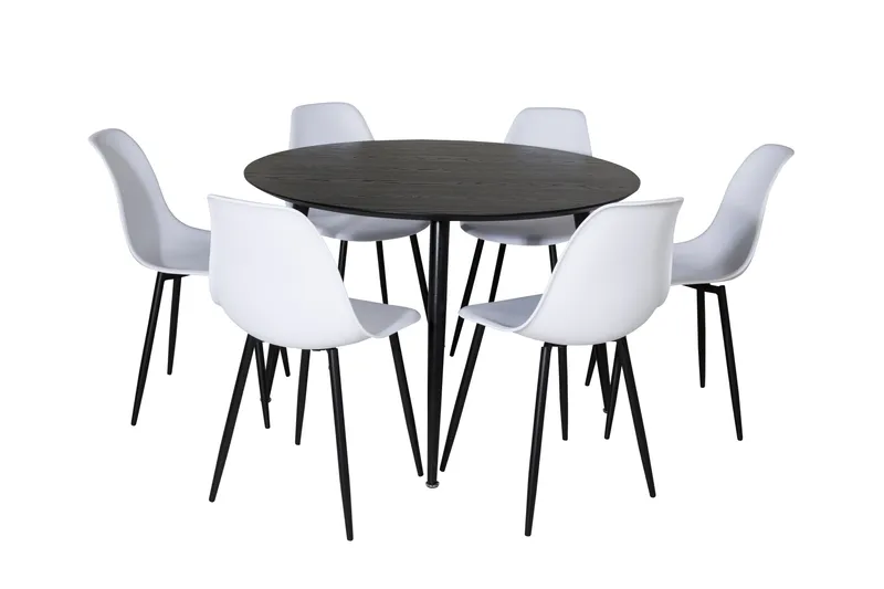 Dipp Matgrupp 115 cm Rund med 6 Polar stolar, Svart