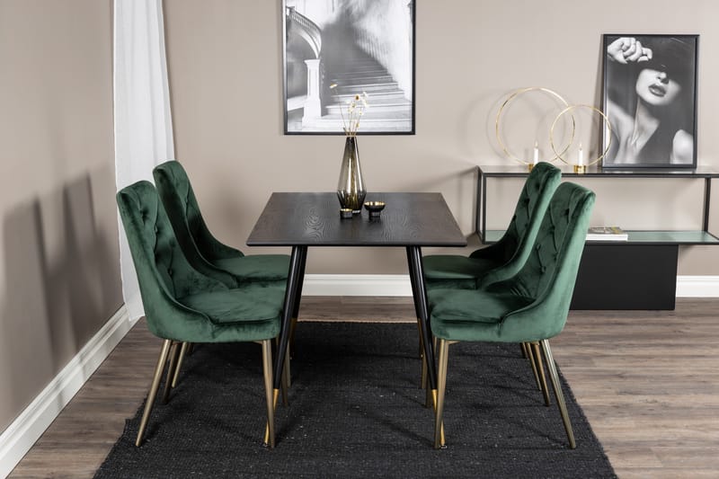 Dipp Matgrupp 120 cm Rund med 4 Velvet Deluxe stolar - Möbler - Bord & matgrupper - Matgrupper
