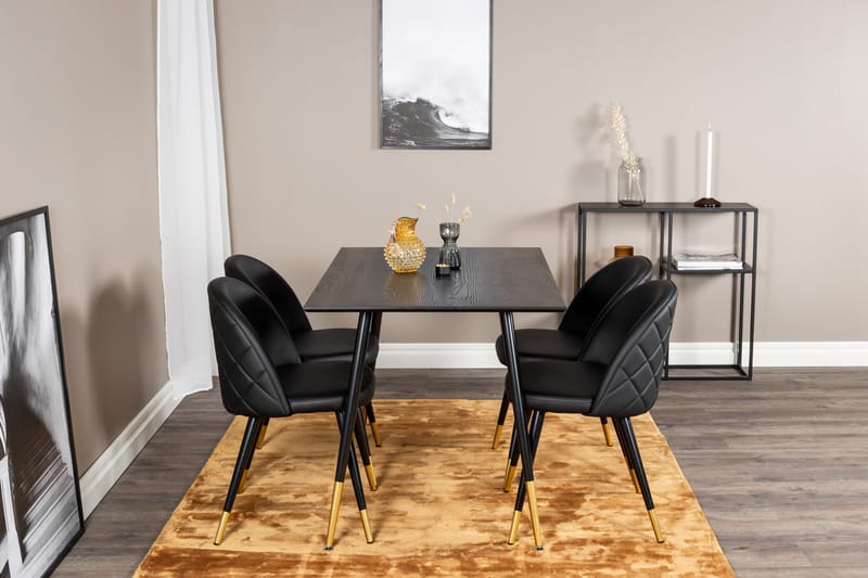 Dipp Matgrupp 120 cm Rund med 4 Velvet stolar - Möbler - Bord & matgrupper - Matgrupper
