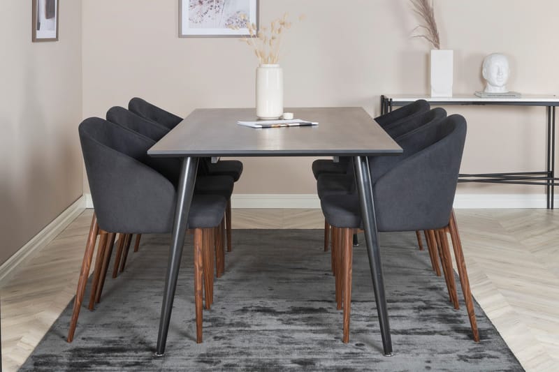 Dipp Matgrupp 180 cm Rektangulär med 6 Arch stolar - Svart - Möbler - Bord & matgrupper - Matgrupper