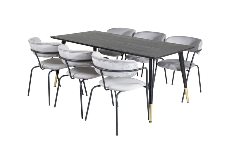 Dipp Matgrupp 180 cm Rektangulär med 6 Arrow stolar - Svart/Guld - Möbler - Bord & matgrupper - Matgrupper