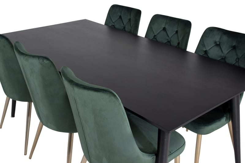 Dipp Matgrupp 180 cm Rektangulär med 6 Velvet Deluxe stolar - Svart/Guld - Möbler - Bord & matgrupper - Matgrupper