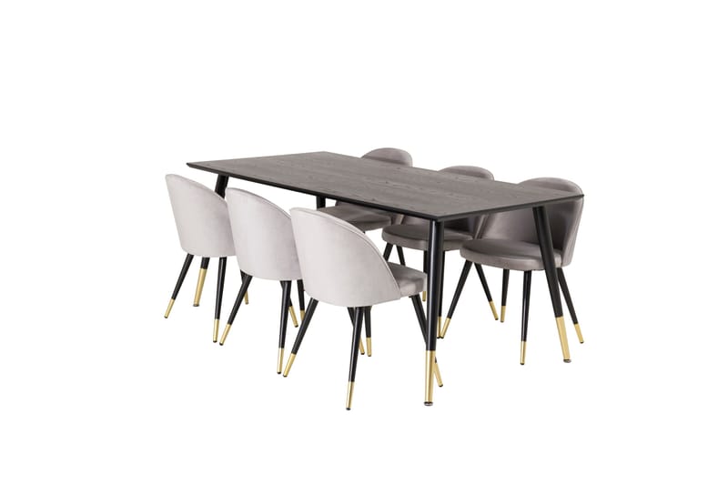 Dipp Matgrupp 180 cm Rektangulär med 6 Velvet stolar - Möbler - Bord & matgrupper - Matgrupper