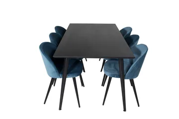 Dipp Matgrupp 180 cm Rektangulär med 6 Velvet stolar - Möbler - Bord & matgrupper - Matgrupper