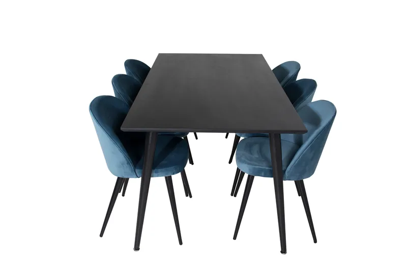 Dipp Matgrupp 180 cm Rektangulär med 6 Velvet stolar, undefined