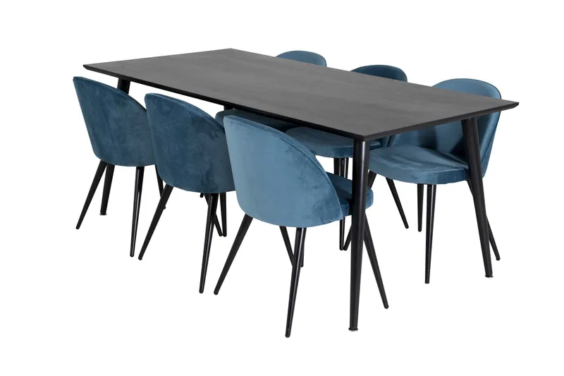Dipp Matgrupp 180 cm Rektangulär med 6 Velvet stolar - Möbler - Bord & matgrupper - Matgrupper