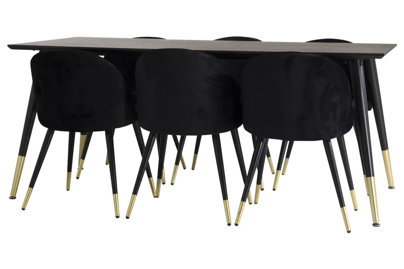 Dipp Matgrupp 180 cm Rektangulär med 6 Velvet stolar, undefined