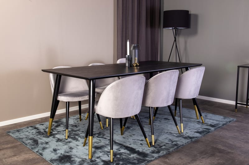 Dipp Matgrupp 180 cm Rektangulär med 6 Velvet stolar - Möbler - Bord & matgrupper - Matgrupper