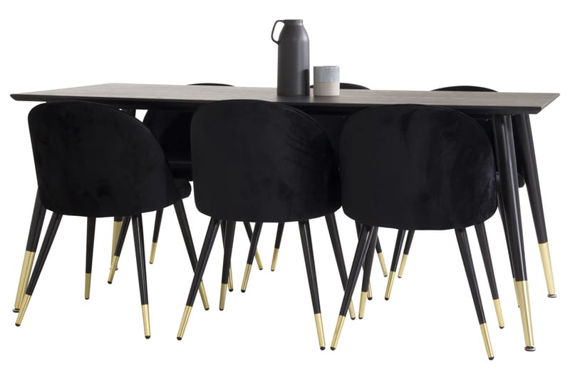 Dipp Matgrupp 180 cm Rektangulär med 6 Velvet stolar - Möbler - Bord & matgrupper - Matgrupper
