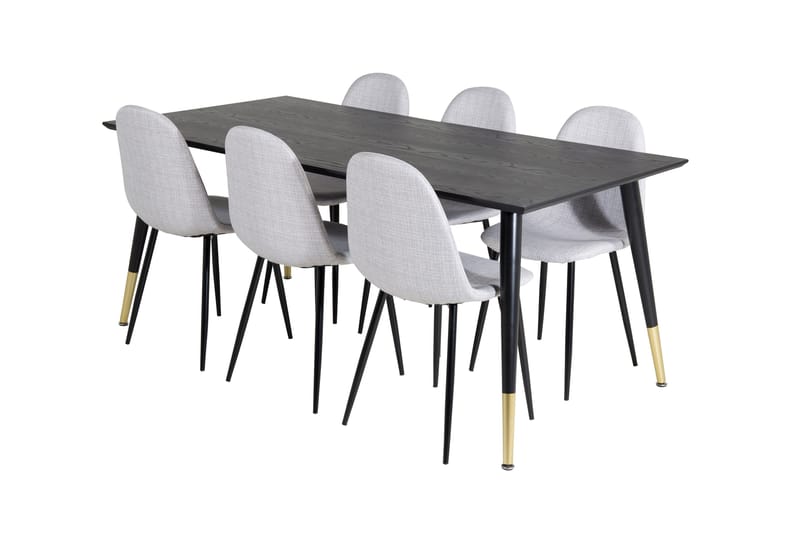 Dipp Matgrupp 180 cm Rektangulär med 6 Polar stolar - Svart/Guld - Möbler - Bord & matgrupper - Matgrupper