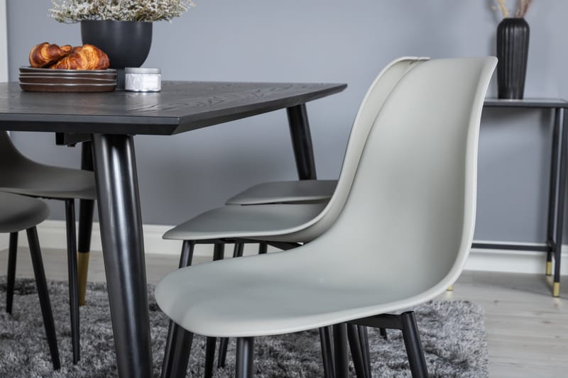 Dipp Matgrupp 180 cm Rektangulär med 6 Polar stolar - Svart/Guld - Möbler - Bord & matgrupper - Matgrupper