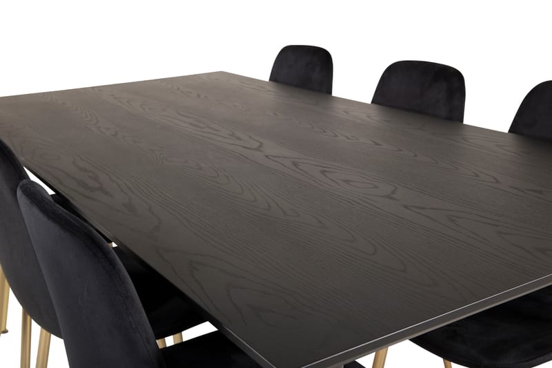 Dipp Matgrupp 180 cm Rektangulär med 6 Polar stolar - Svart/Guld - Möbler - Bord & matgrupper - Matgrupper