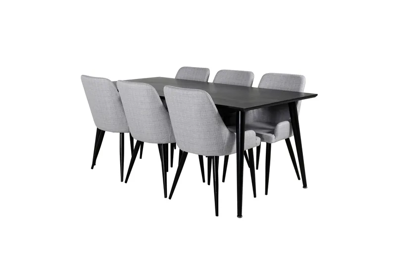 Dipp Matgrupp 180 cm Rektangulär med 6 Plaza stolar - Svart - Möbler - Bord & matgrupper - Matgrupper