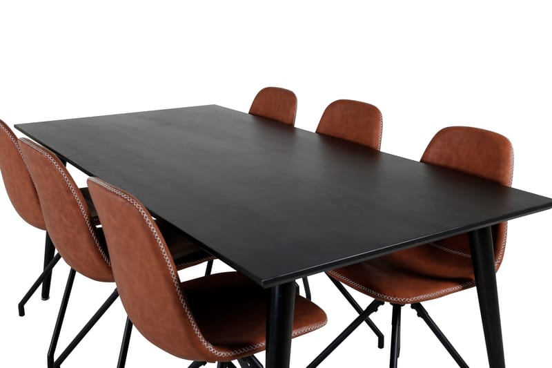 Dipp Matgrupp 180 cm Rektangulär med 6 Polar stolar - Svart - Möbler - Bord & matgrupper - Matgrupper