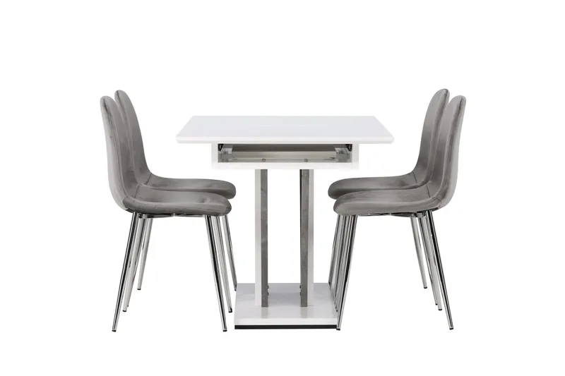 Disa Matgrupp 120 cm Rektangulär med 4 Eva stolar - Ljusgrå - Möbler - Bord & matgrupper - Matgrupper