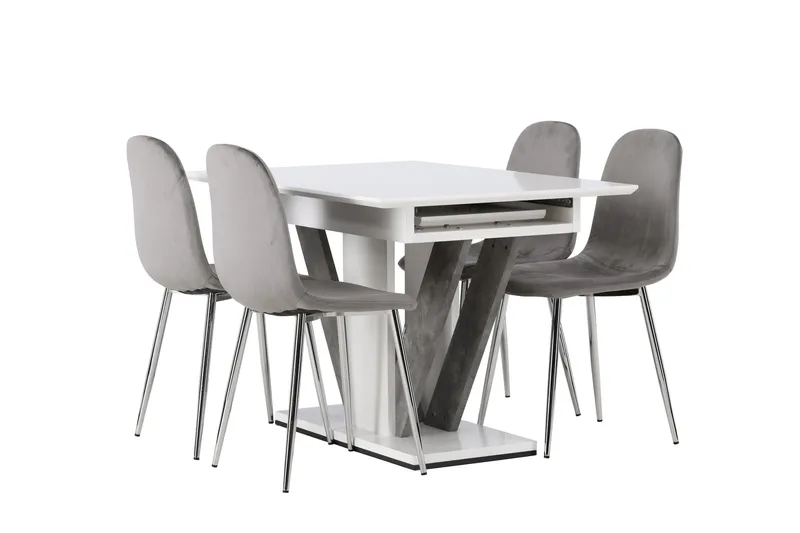 Disa Matgrupp 120 cm Rektangulär med 4 Eva stolar - Ljusgrå - Möbler - Bord & matgrupper - Matgrupper
