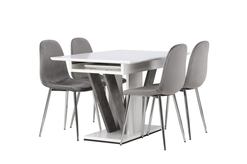 Disa Matgrupp 120 cm Rektangulär med 4 Eva stolar - Ljusgrå - Möbler - Bord & matgrupper - Matgrupper