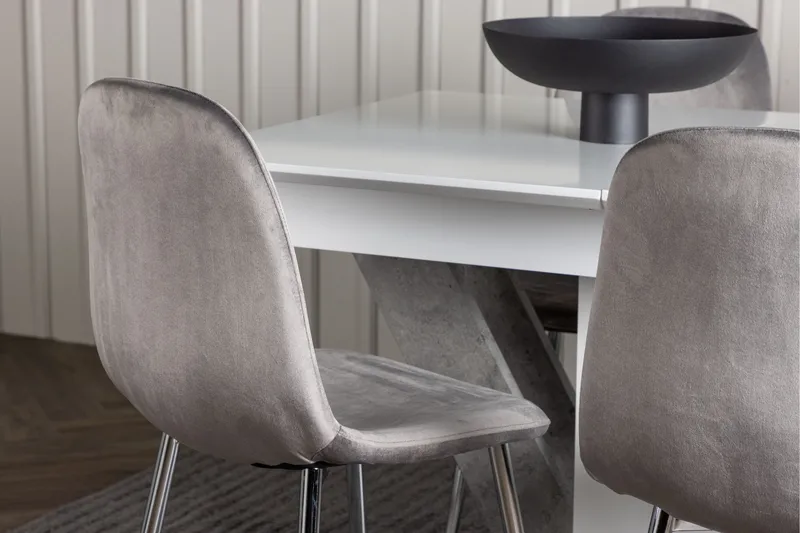 Disa Matgrupp 120 cm Rektangulär med 4 Eva stolar - Ljusgrå - Möbler - Bord & matgrupper - Matgrupper