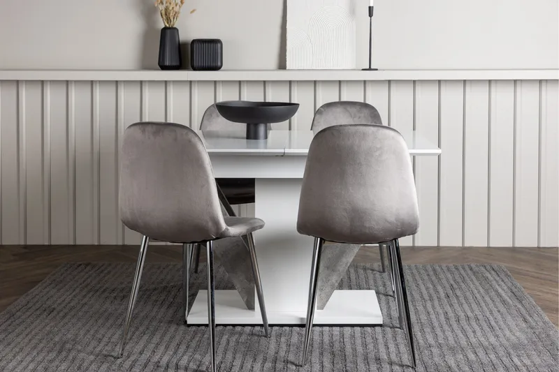 Disa Matgrupp 120 cm Rektangulär med 4 Eva stolar - Ljusgrå - Möbler - Bord & matgrupper - Matgrupper