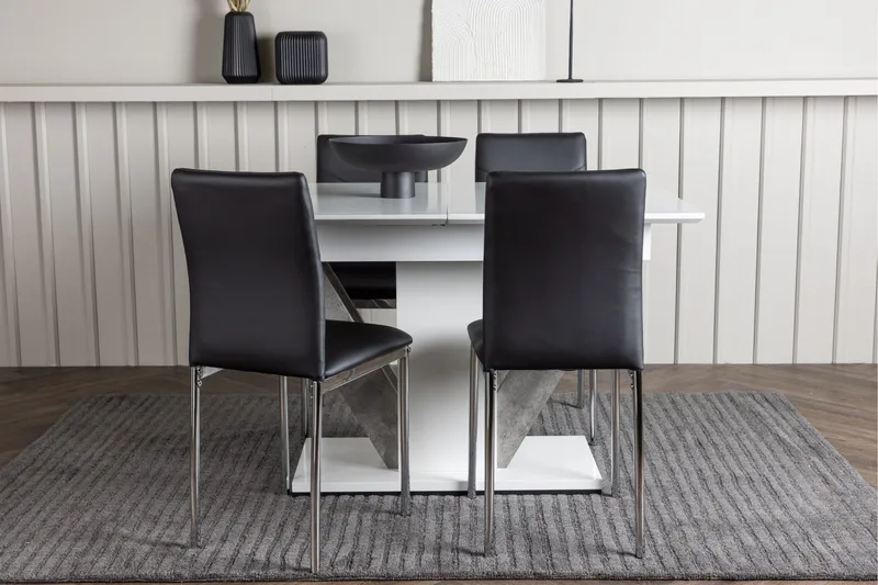 Disa Matgrupp 120 cm Rektangulär med 4 Lily stolar - Svart - Möbler - Bord & matgrupper - Matgrupper