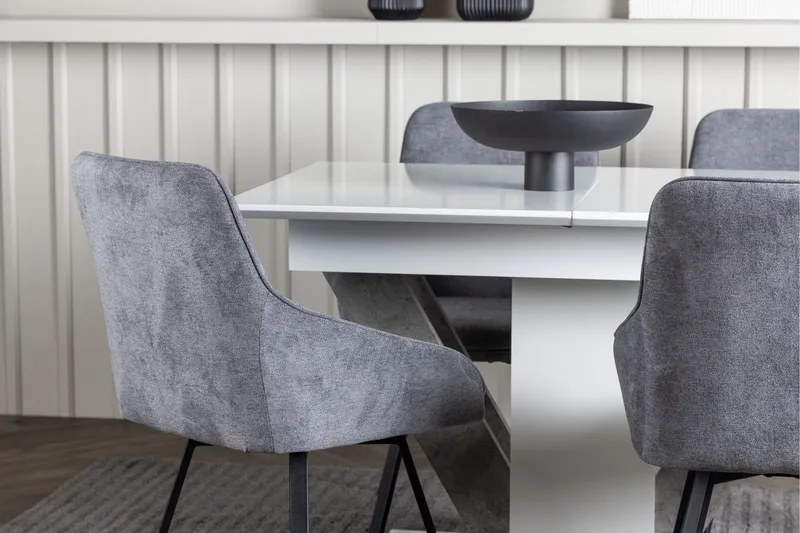 Disa Matgrupp 120 cm Rektangulär med 4 Rosie stolar - Svart - Möbler - Bord & matgrupper - Matgrupper