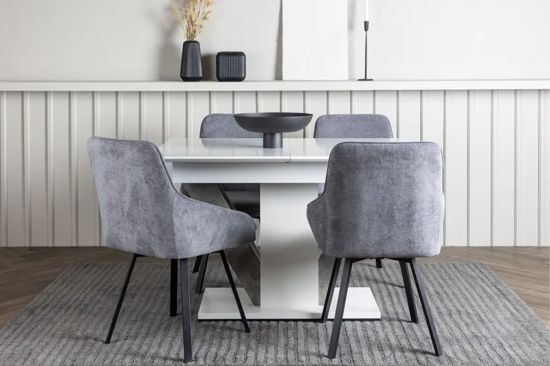 Disa Matgrupp 120 cm Rektangulär med 4 Rosie stolar - Svart - Möbler - Bord & matgrupper - Matgrupper