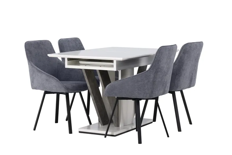 Disa Matgrupp 120 cm Rektangulär med 4 Rosie stolar - Svart - Möbler - Bord & matgrupper - Matgrupper