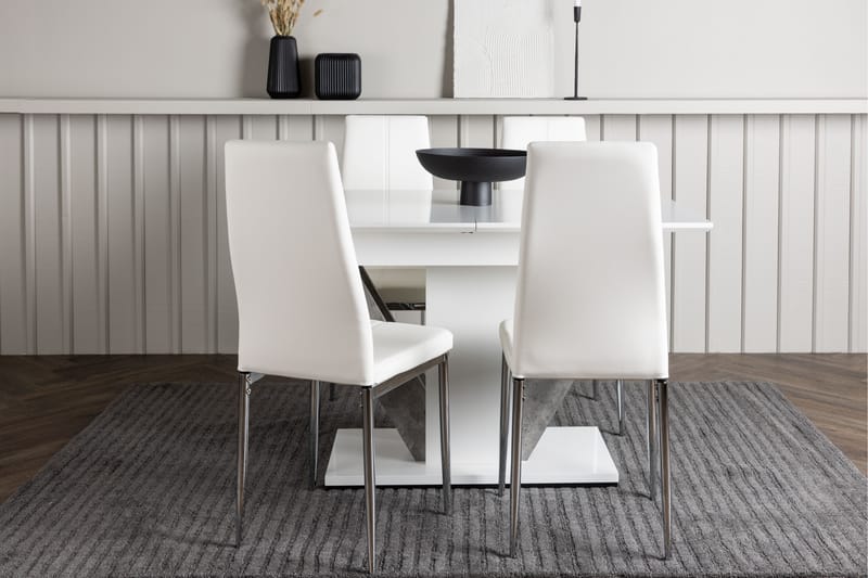 Disa Matgrupp 120 cm Rektangulär med 4 Pastill stolar - Vit - Möbler - Bord & matgrupper - Matgrupper