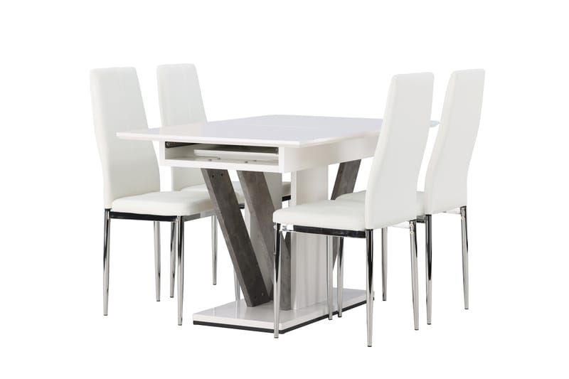 Disa Matgrupp 120 cm Rektangulär med 4 Pastill stolar - Vit - Möbler - Bord & matgrupper - Matgrupper