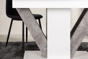 Disa Utdragbart Rektangulärt Matbord 120–160 cm med Betongutseende - Vit - Möbler - Bord & matgrupper - Matbord & köksbord