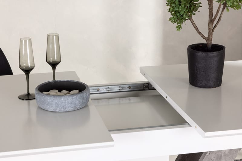Disa Utdragbart Rektangulärt Matbord 120–160 cm med Betongutseende - Vit - Möbler - Bord & matgrupper - Matbord & köksbord