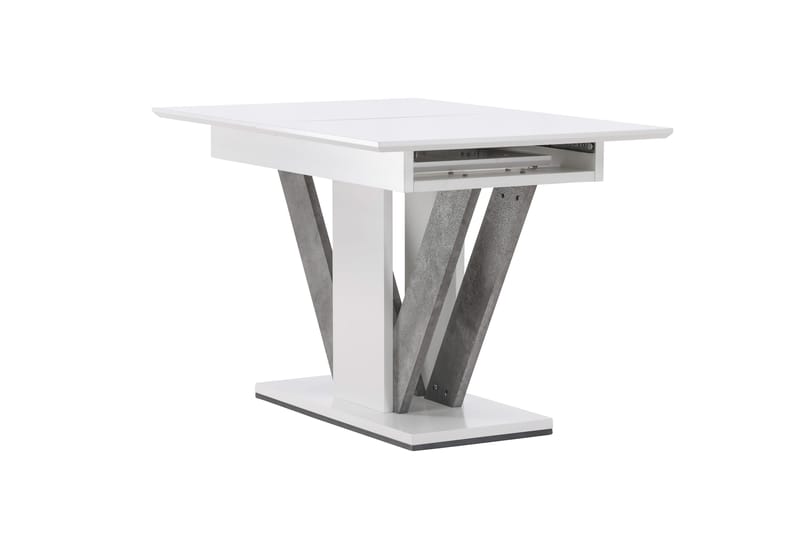 Disa Utdragbart Rektangulärt Matbord 120–160 cm med Betongutseende - Vit - Möbler - Bord & matgrupper - Matbord & köksbord