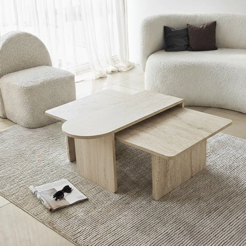 Djarhint Soffbordsset 82 cm - Brons och travertin - Möbler - Bord & matgrupper - Soffbord