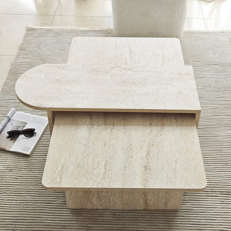 Djarhint Soffbordsset 82 cm - Brons och travertin - Möbler - Bord & matgrupper - Soffbord