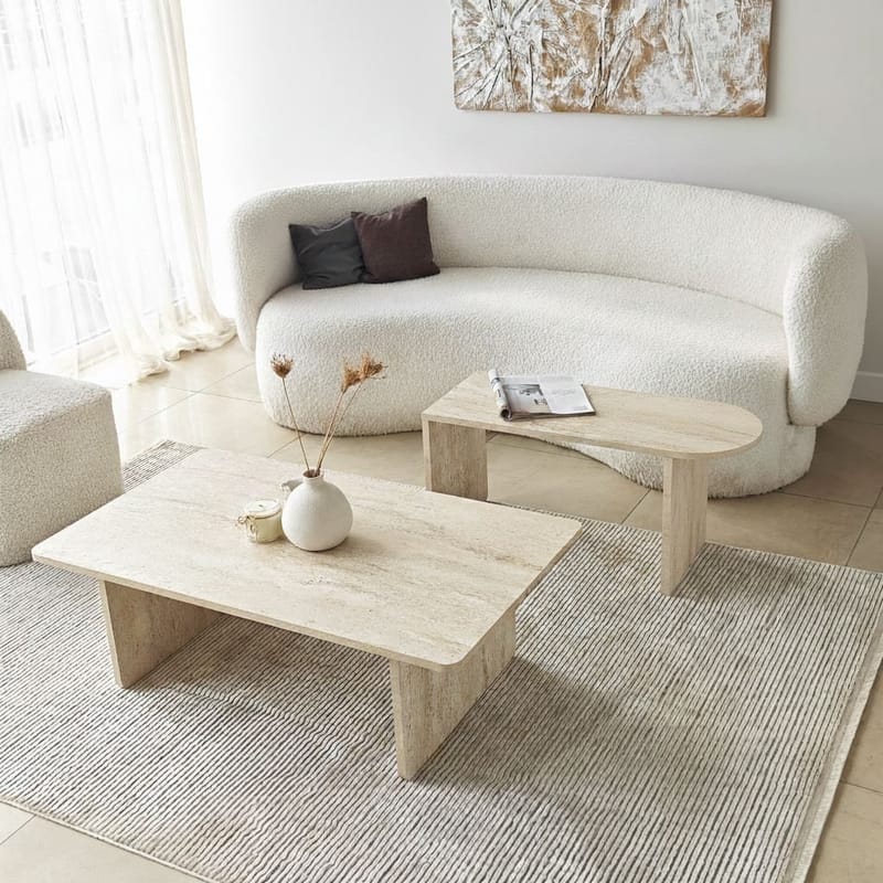 Djarhint Soffbordsset 82 cm - Brons och travertin - Möbler - Bord & matgrupper - Soffbord