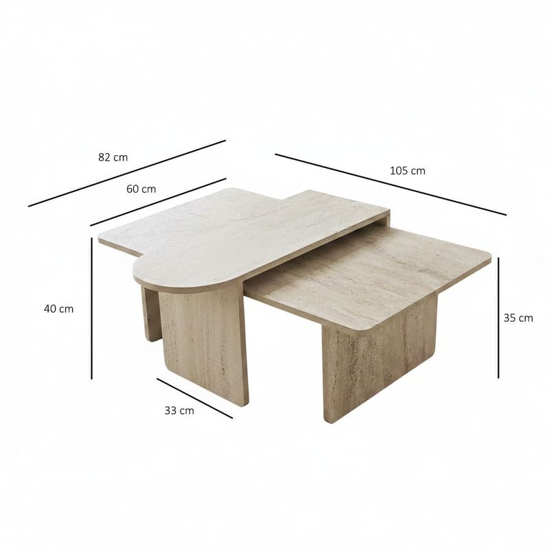 Djarhint Soffbordsset 82 cm - Brons/Travertin - Möbler - Bord & matgrupper - Soffbord