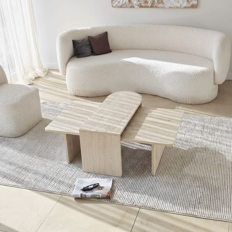 Djarhint Soffbordsset 82 cm - Brons/Travertin - Möbler - Bord & matgrupper - Soffbord