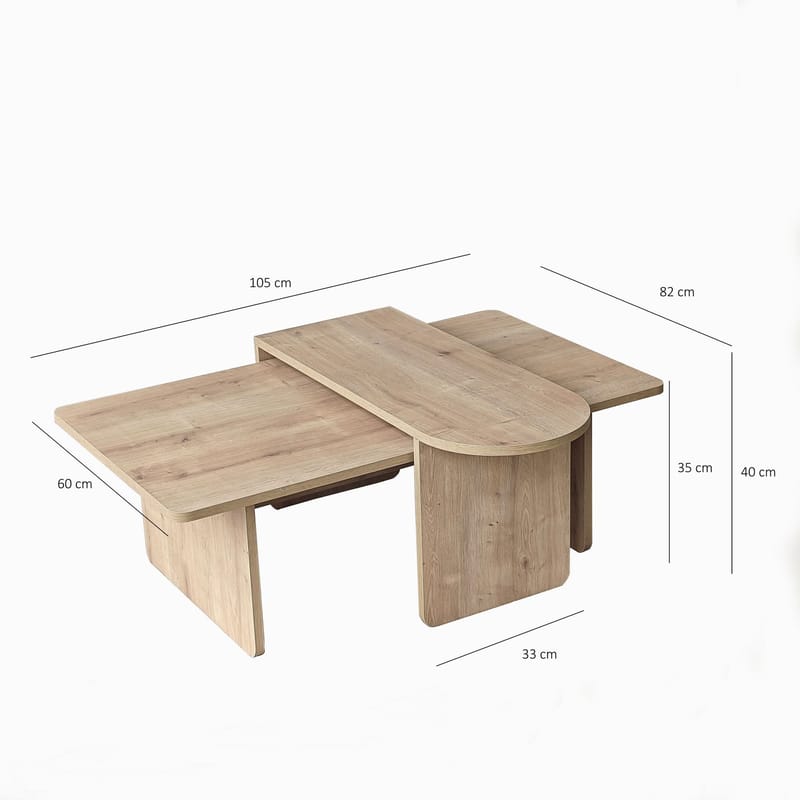 Djarhint Soffbordsset 82 cm - Bronze och Sapphire Oak - Möbler - Bord & matgrupper - Soffbord