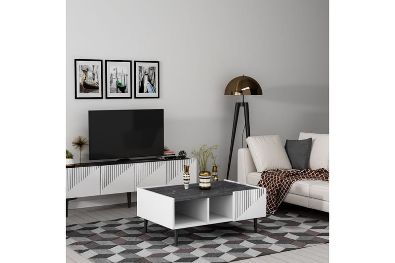 Draw Soffbord 94 cm Vit/Svart - Hanah Home - Möbler - Bord & matgrupper - Soffbord