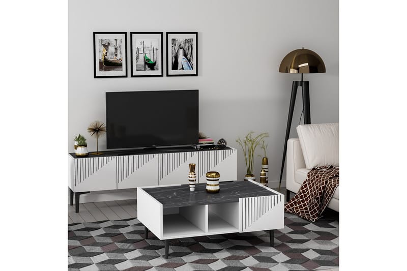 Draw Soffbord 94 cm Vit/Svart - Hanah Home - Möbler - Bord & matgrupper - Soffbord