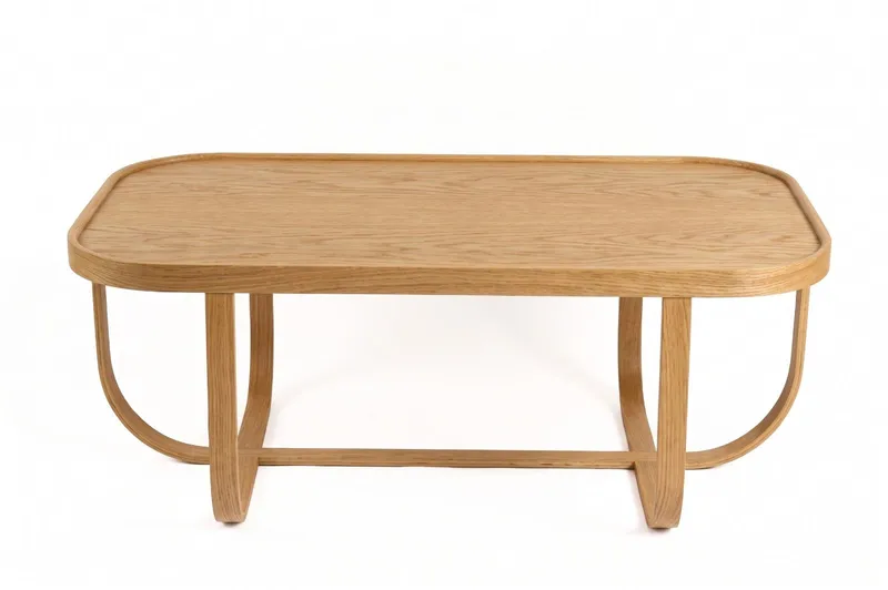 Drelan 70 cm Rektangulärt Soffbord med Böjda Ben i Ek, Brun