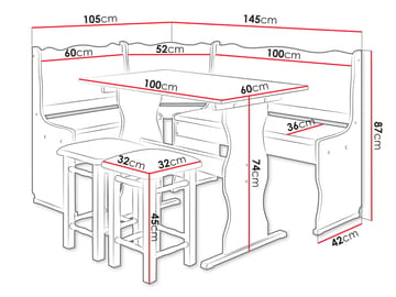 Drosbacken 7-sits Matgrupp för kök - Vit med mörkbrun klädsel - Möbler - Bord & matgrupper - Matgrupper